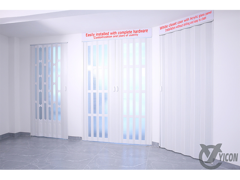PVC plastic accordion folding door white Retractable PVC accordion gate interior folding door