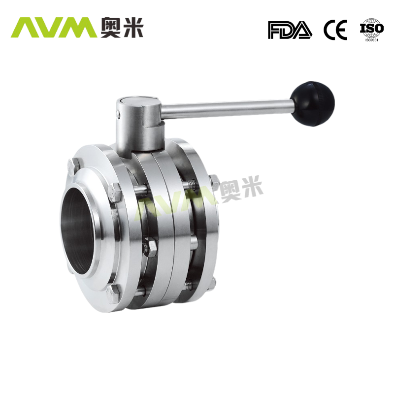 Sanitary 3pcs Welded Butterfly valve