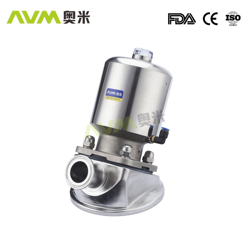 Pneumatic diaphragm valve at tank bottom