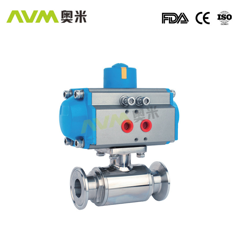 Pneumatic three-way ball valve