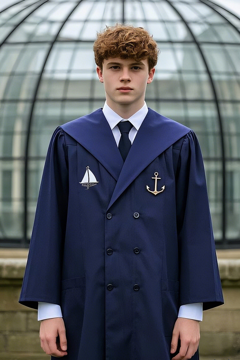 Double-breasted bachelor's robe in navy (Pantone 19-3920 TCX) Double-breasted bachelor's robe in navy (Pantone 19-3920 TCX)
