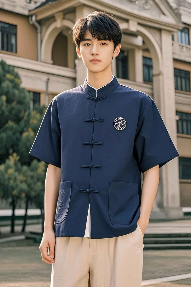 Dark Navy Lapel Short Sleeve Top Set Dark Navy Lapel Short Sleeve Top Set