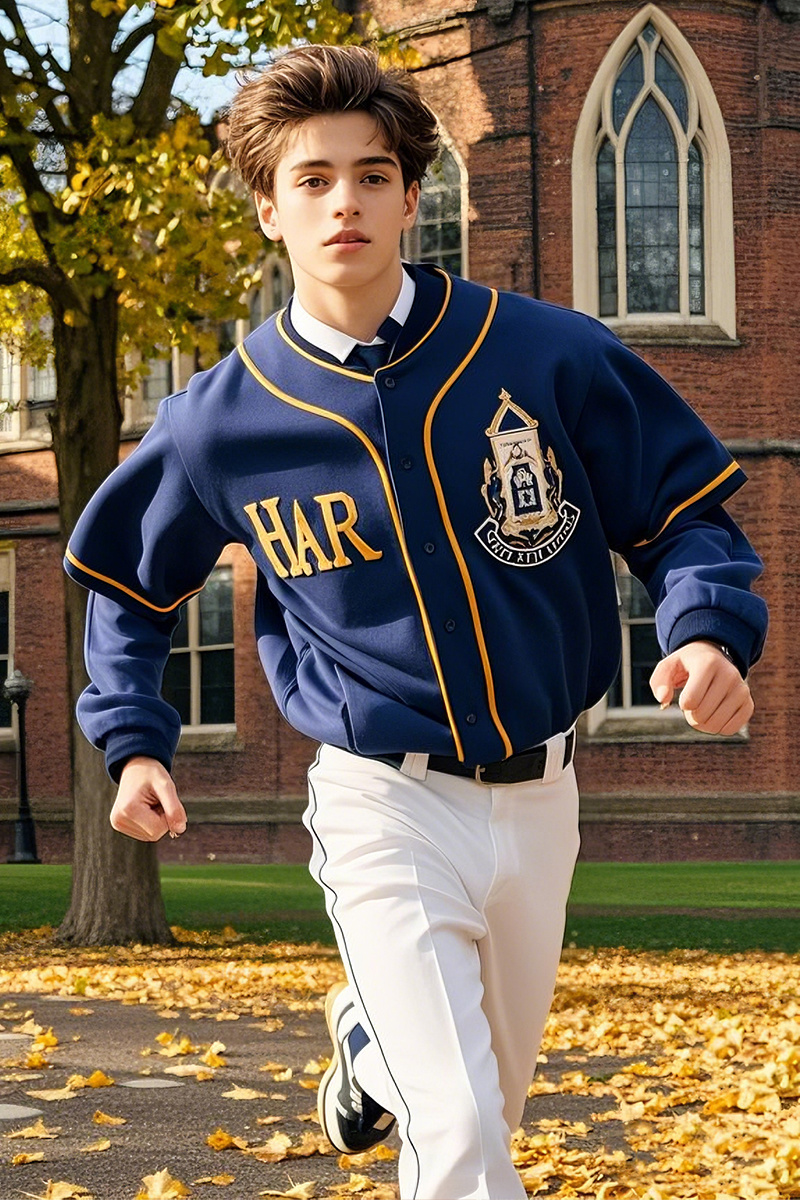 College Sports Style Oxford Blue Embroidered Baseball Jersey College Sports Style Oxford Blue Embroidered Baseball Jersey