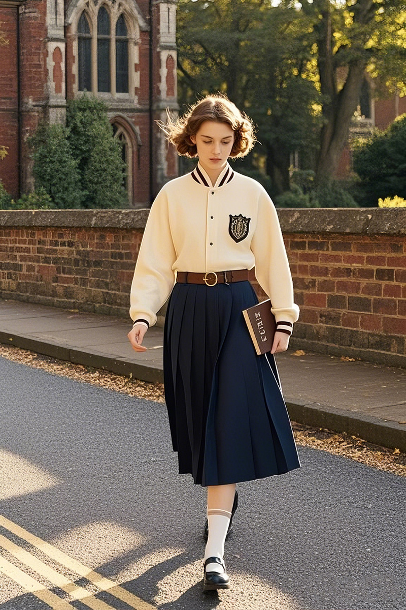 Elegant Sweet Genki Ivory Baseball Suit Set Skirt Elegant Sweet Genki Ivory Baseball Suit Set Skirt