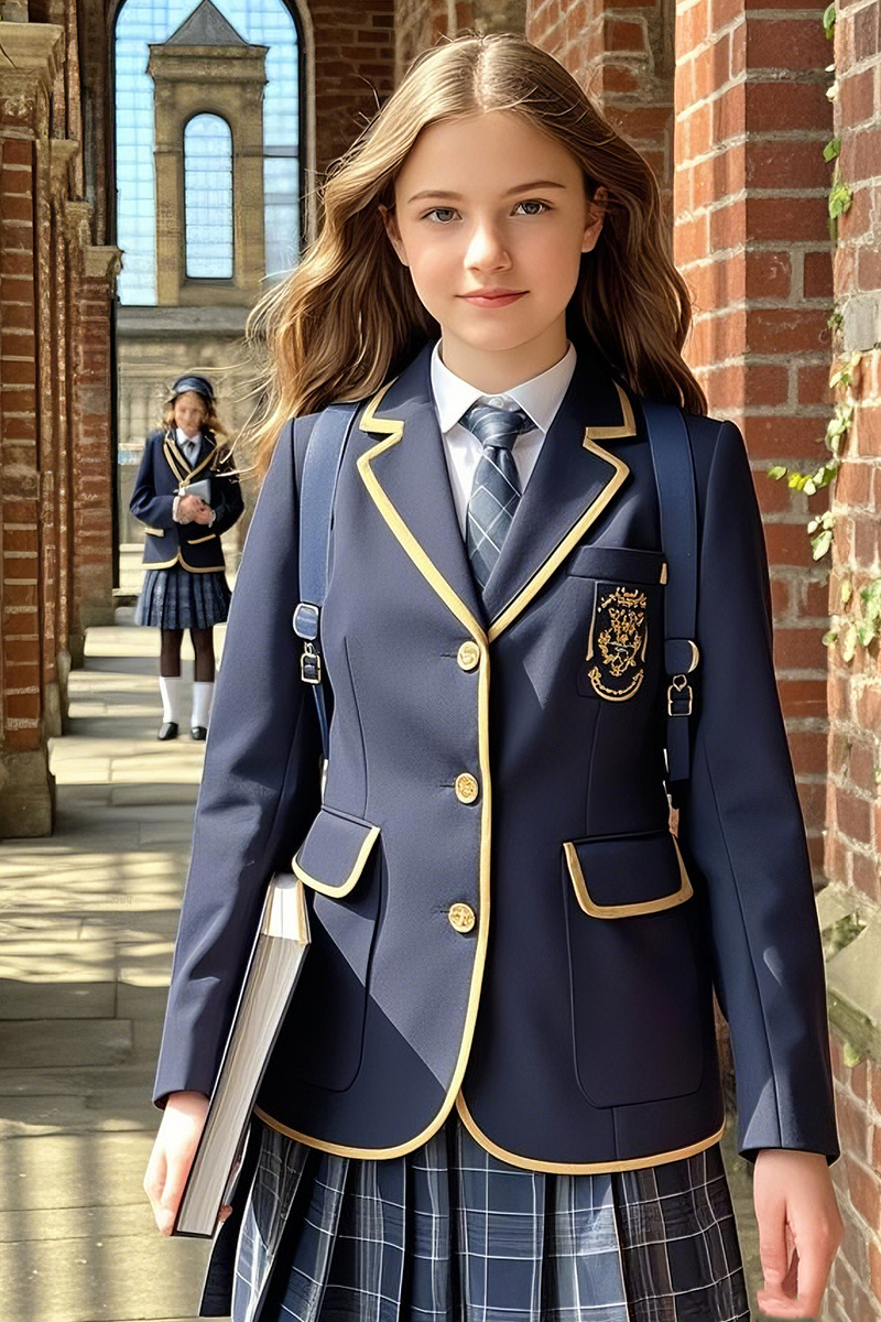 British College Style Gold Trimmed Patchwork Navy Blue Single Breasted Suit British College Style Gold Trimmed Patchwork Navy Blue Single Breasted Suit