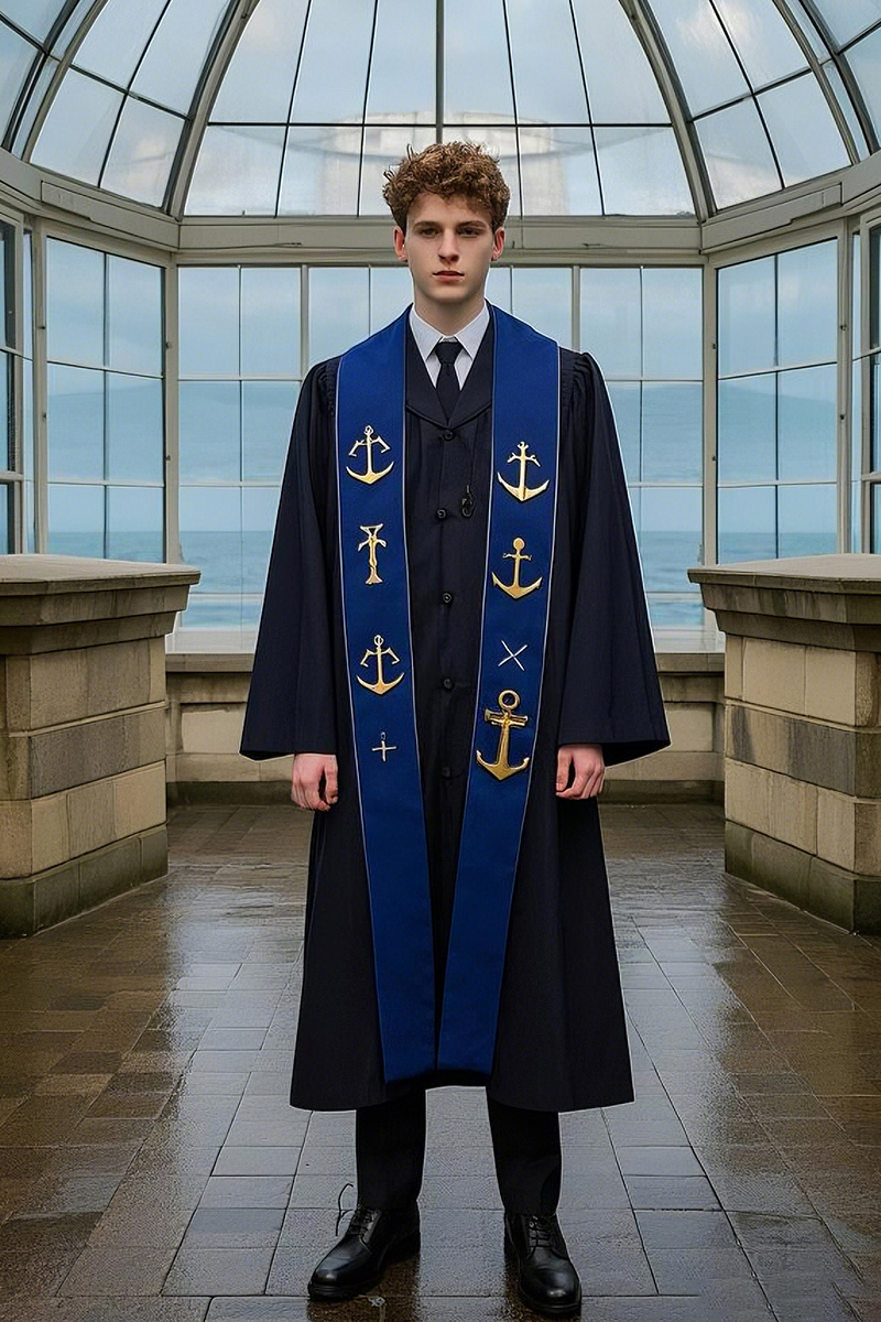 Double-breasted bachelor's robe in navy (Pantone 19-3920 TCX) Double-breasted bachelor's robe in navy (Pantone 19-3920 TCX)