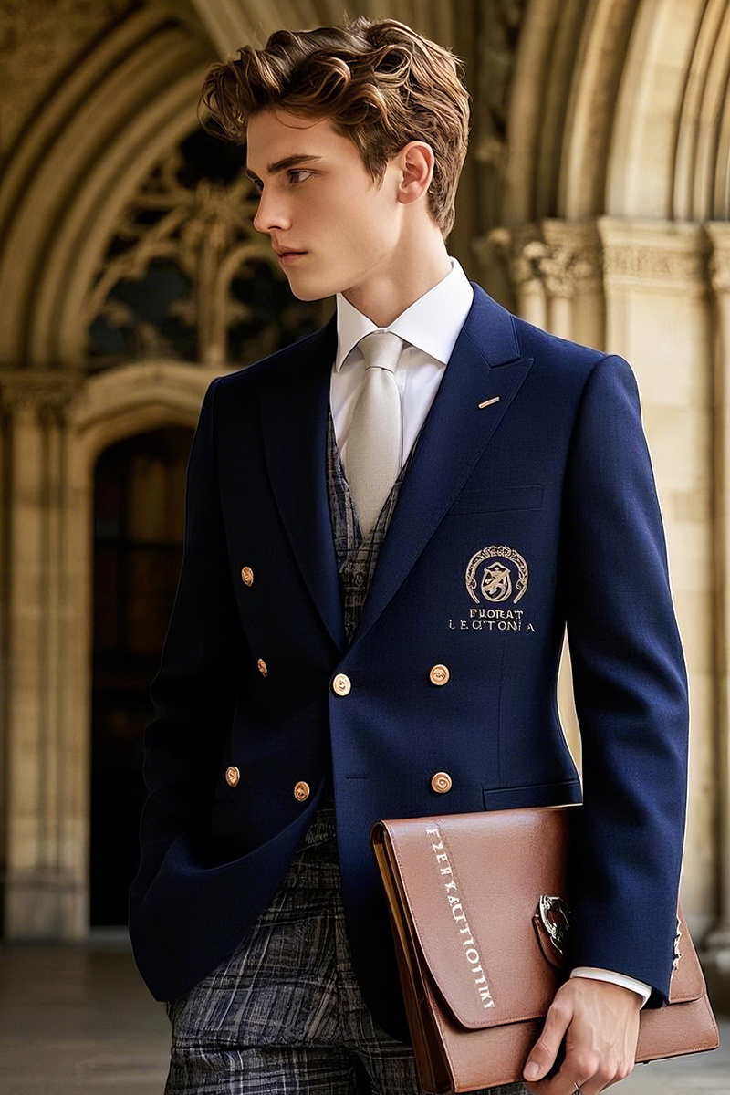 College Literary Style School Motto Embroidered Slim Fit Suit (2) College Literary Style School Motto Embroidered Slim Fit Suit (2)