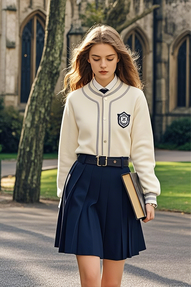 Simple fresh style ivory baseball jersey with skirt Simple fresh style ivory baseball jersey with skirt