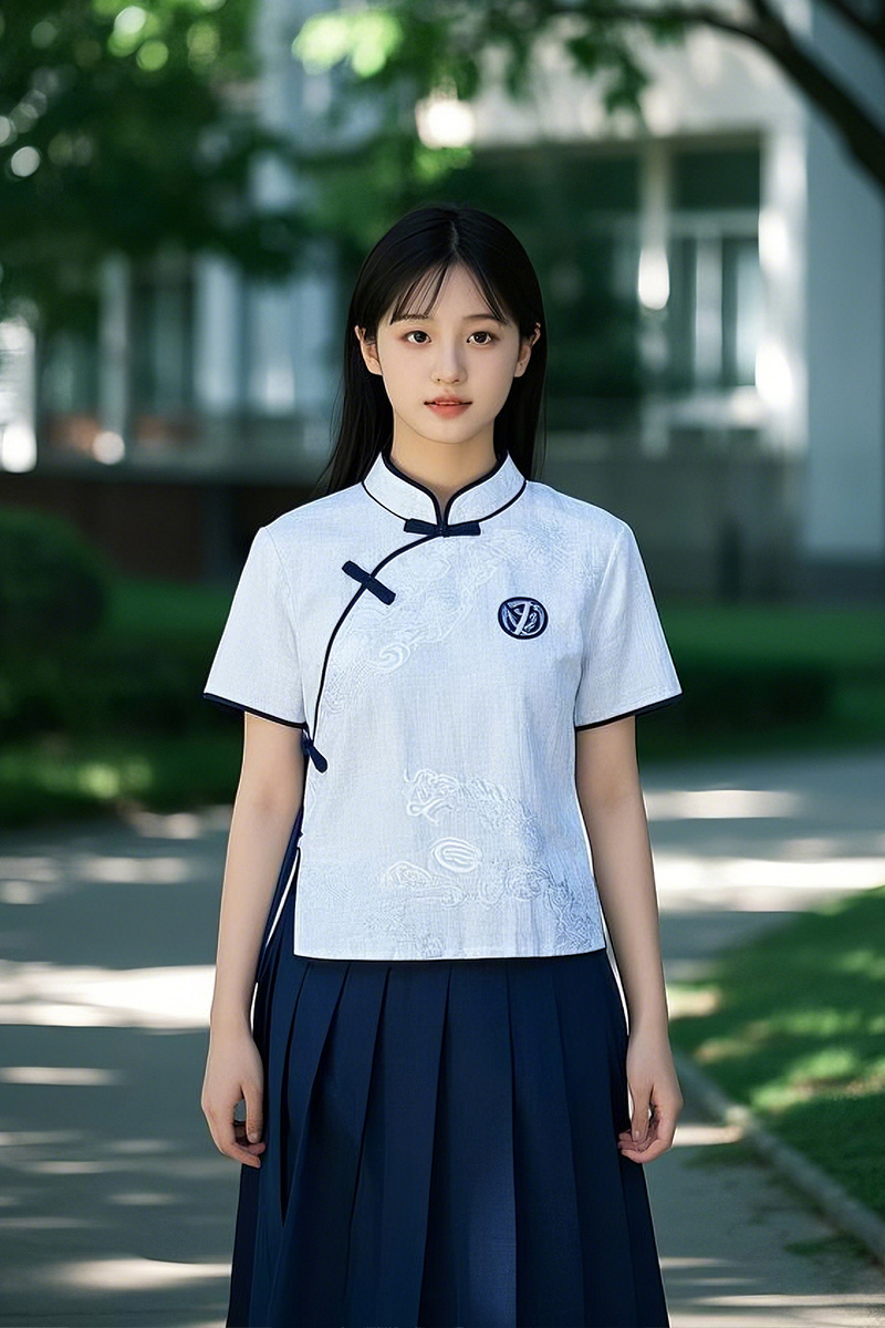 White Round Neck Short Sleeve Chinese Pants White Round Neck Short Sleeve Chinese Pants