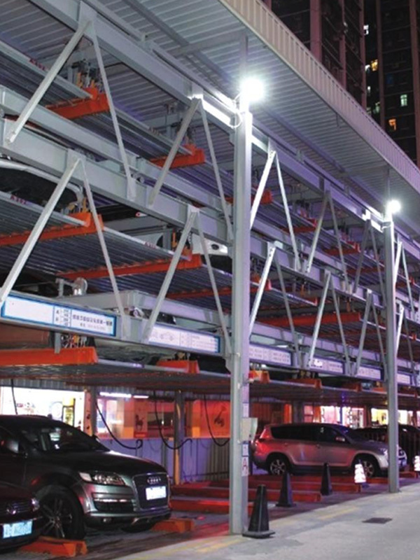 Lifting and transverse parking equipment (semi aboveground and semi underground)