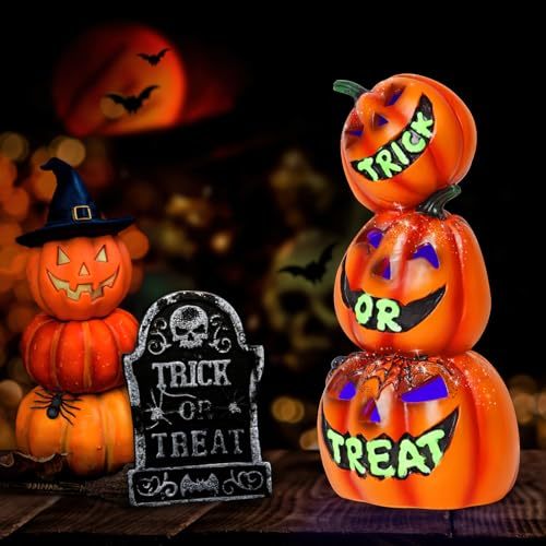 Halloween Stacked  Pumpkin Decorations with light