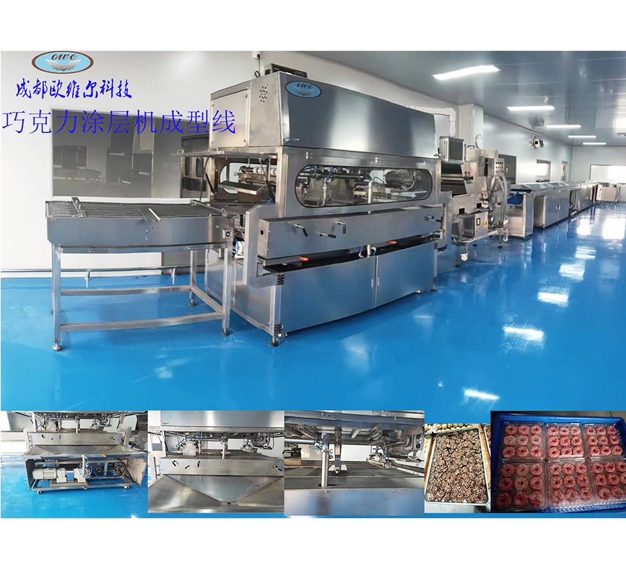 Chocolate coating machine forming line