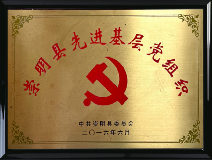 崇明縣先進基層黨組織證書