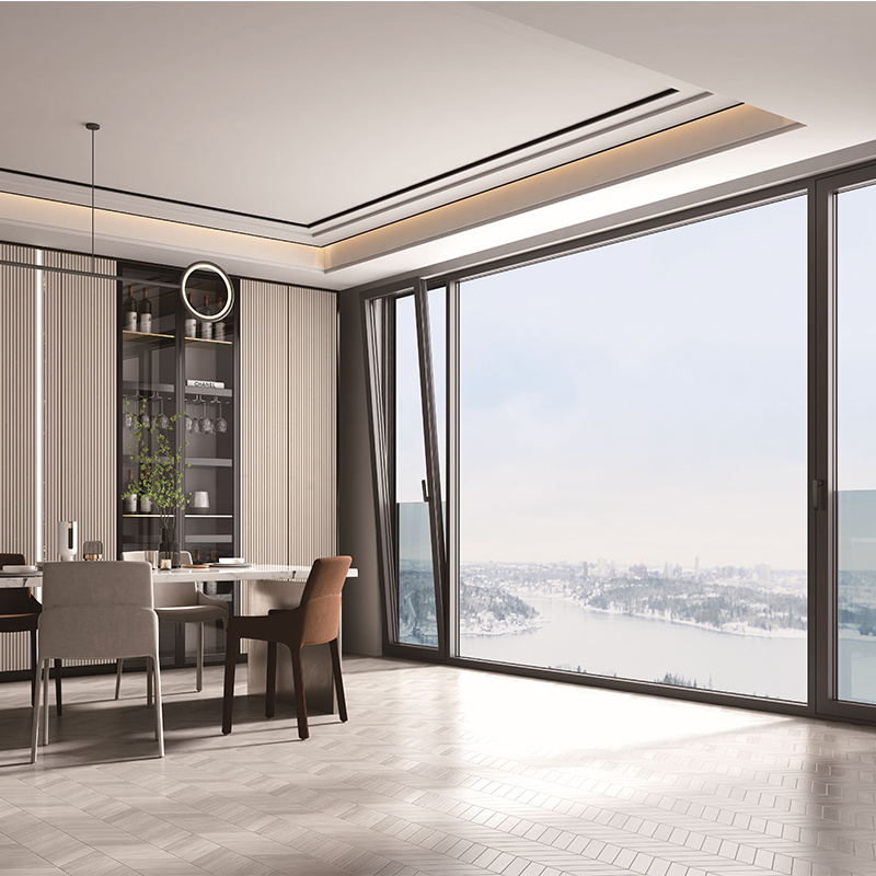 Heat Insulation and Windproof Modern Design Aluminum Sliding Glass Window and Stacker Doors Double Glazed