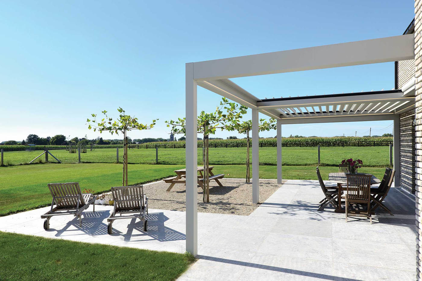 AlunoTec Luxury Garden Gazebo Motorized Bioclimatic Aluminum Patio Roof Outdoor Louvered Aluminium Pergola