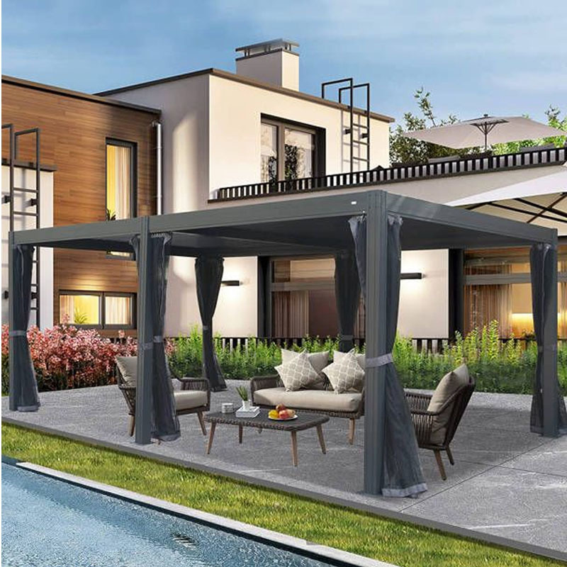 Japanese-inspired pergola gazebo pavilion conservatory aluminium outdoor