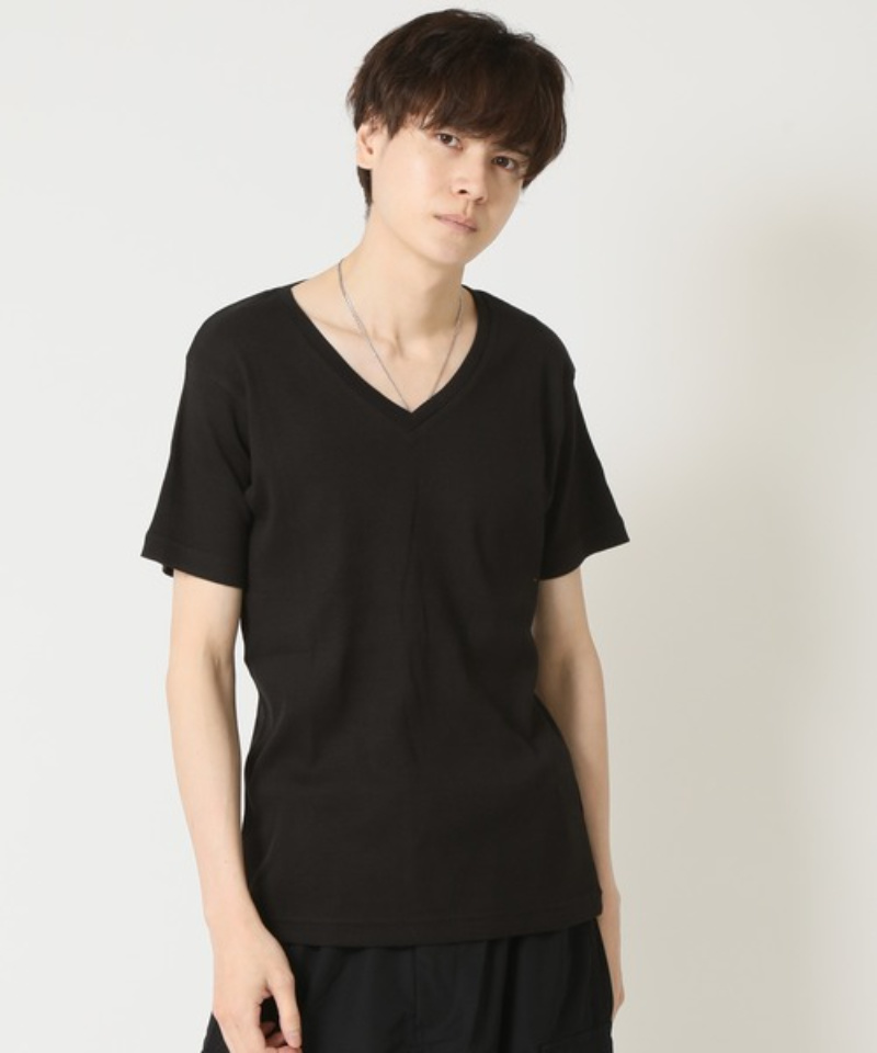 tシャツ ナローリブVネックショートスリーブカットソー Lock Hearsen メンズ