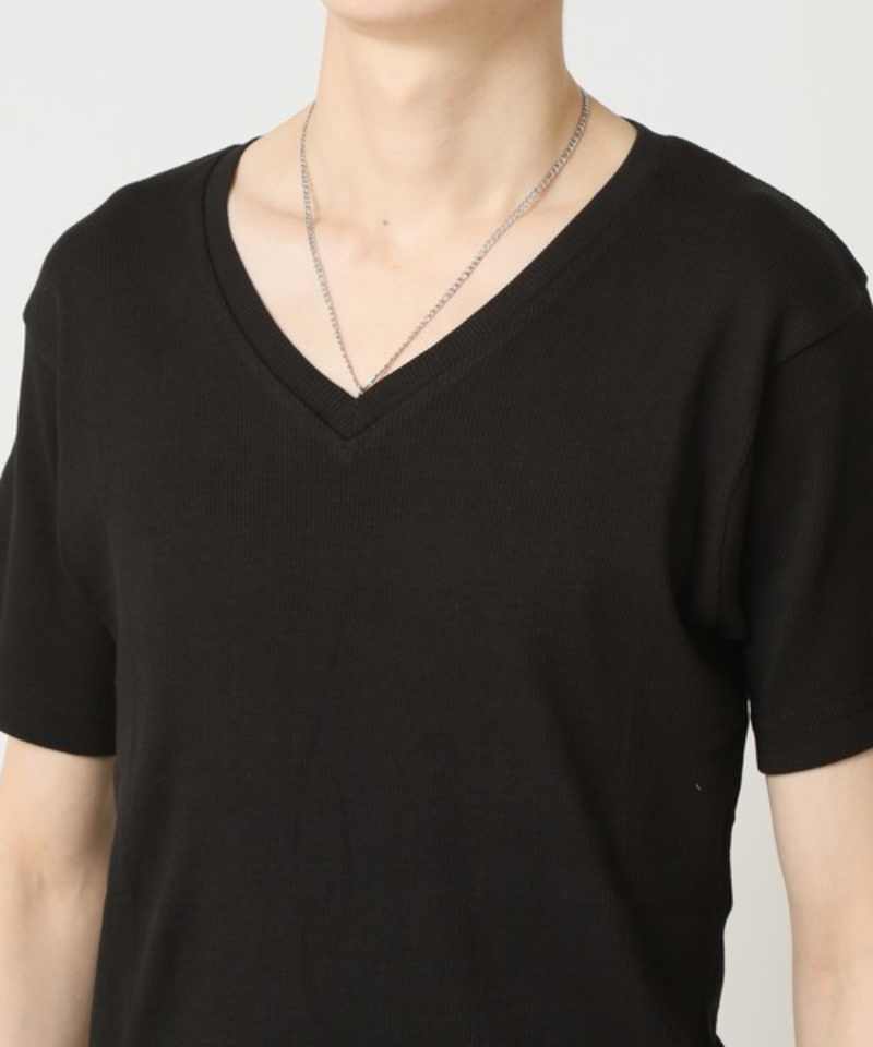 tシャツ ナローリブVネックショートスリーブカットソー Lock Hearsen メンズ