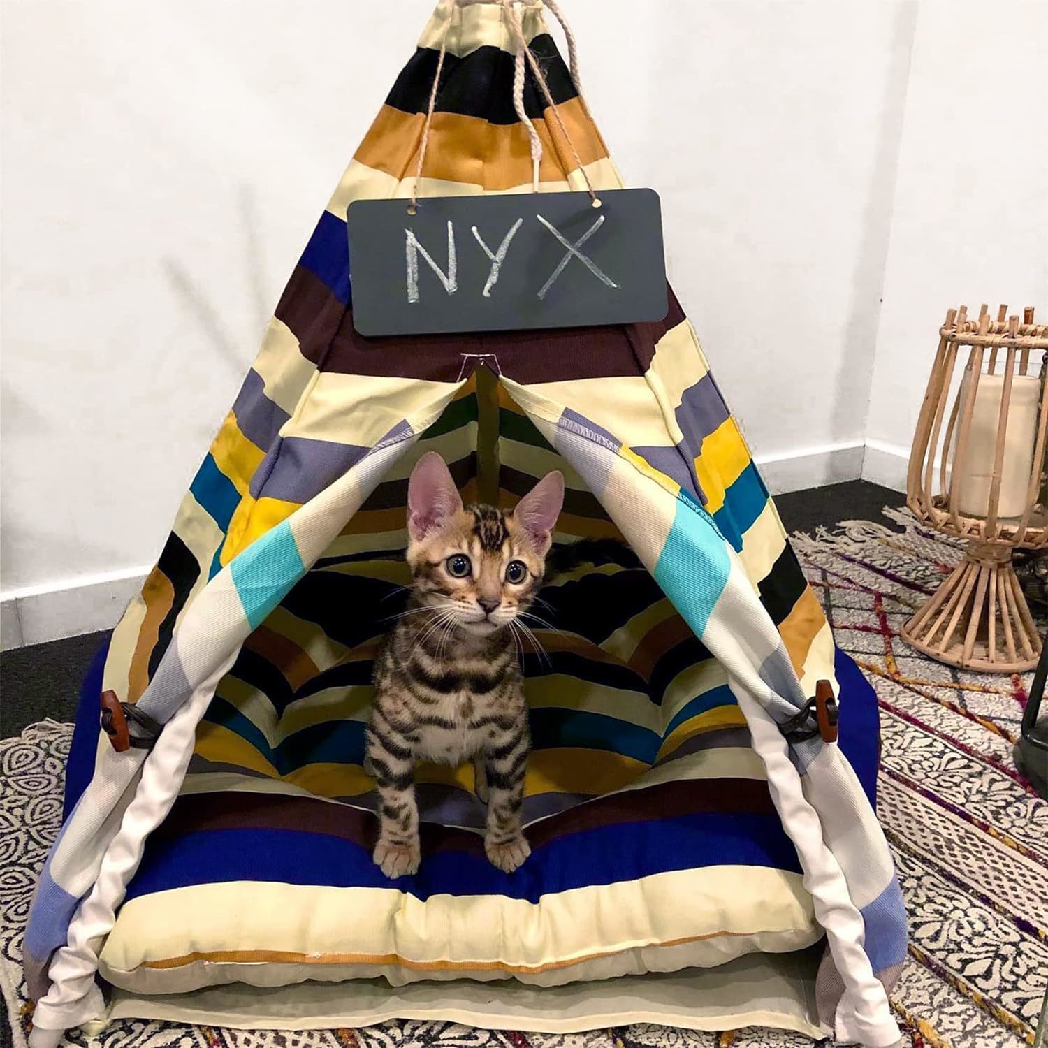 little dove Pet Teepee Dog(Puppy) & Cat Bed - Portable Pet Tents & Houses for Dog(Puppy) & Cat Colorful Style 24 Inch no Cushion