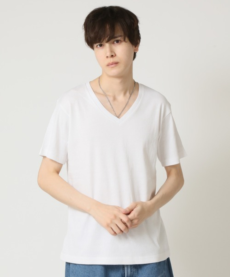 tシャツ ナローリブVネックショートスリーブカットソー Lock Hearsen メンズ