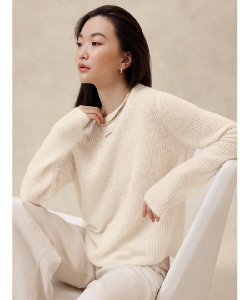 ニットセーター BANANA REPUBLIC FACTORY STORE　コージー クルーネック リブセーター レディース