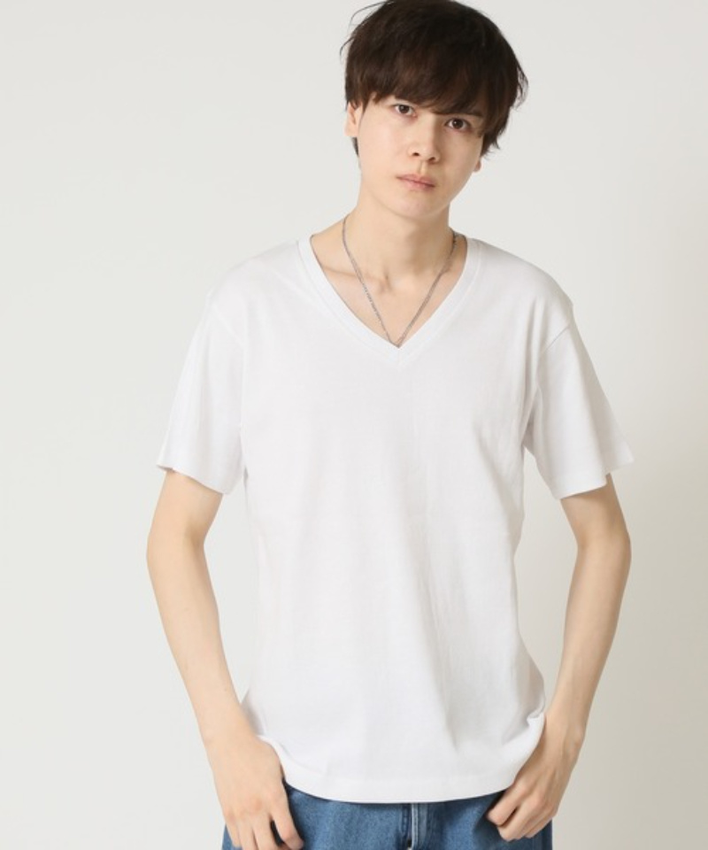 tシャツ ナローリブVネックショートスリーブカットソー Lock Hearsen メンズ