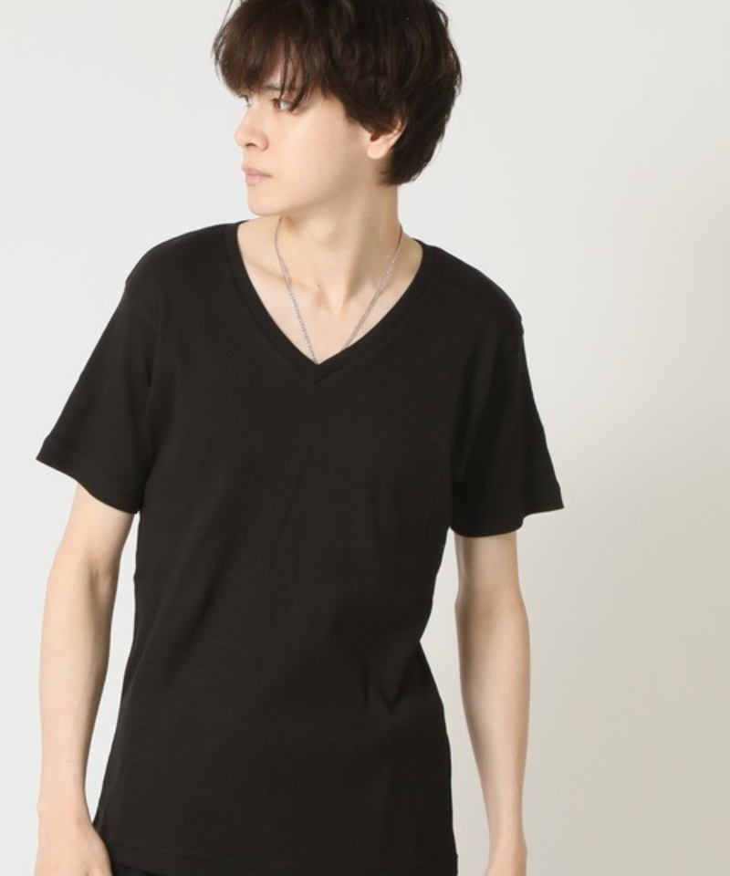 tシャツ ナローリブVネックショートスリーブカットソー Lock Hearsen メンズ