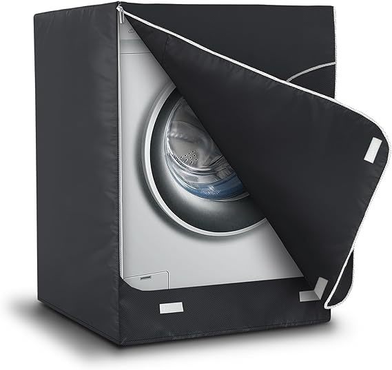 AKEfit Washer/Dryer Cover for Front Load, Washing Machine Cover Waterproof, Dustproof and Anti-UV, Heavy Duty Oxford Washer Covers for Outside, W 27” D 33” H 39”-Black