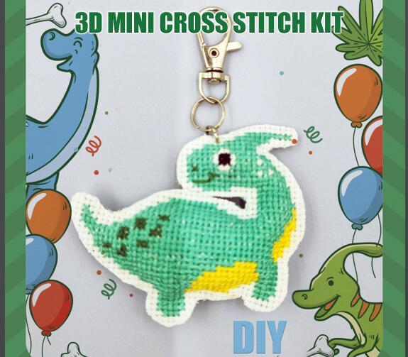 3D dinosaur mini cross stitch keychain kit 1