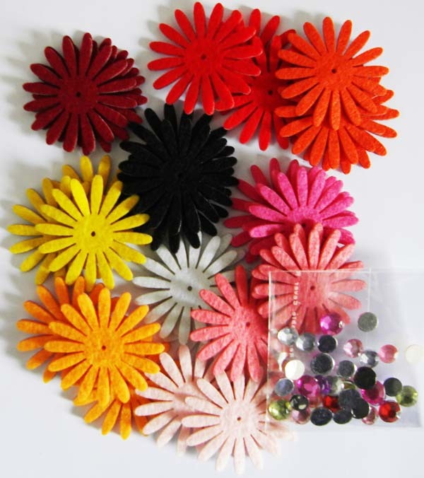 FELT FLOWERS WITH  ADHESIVE