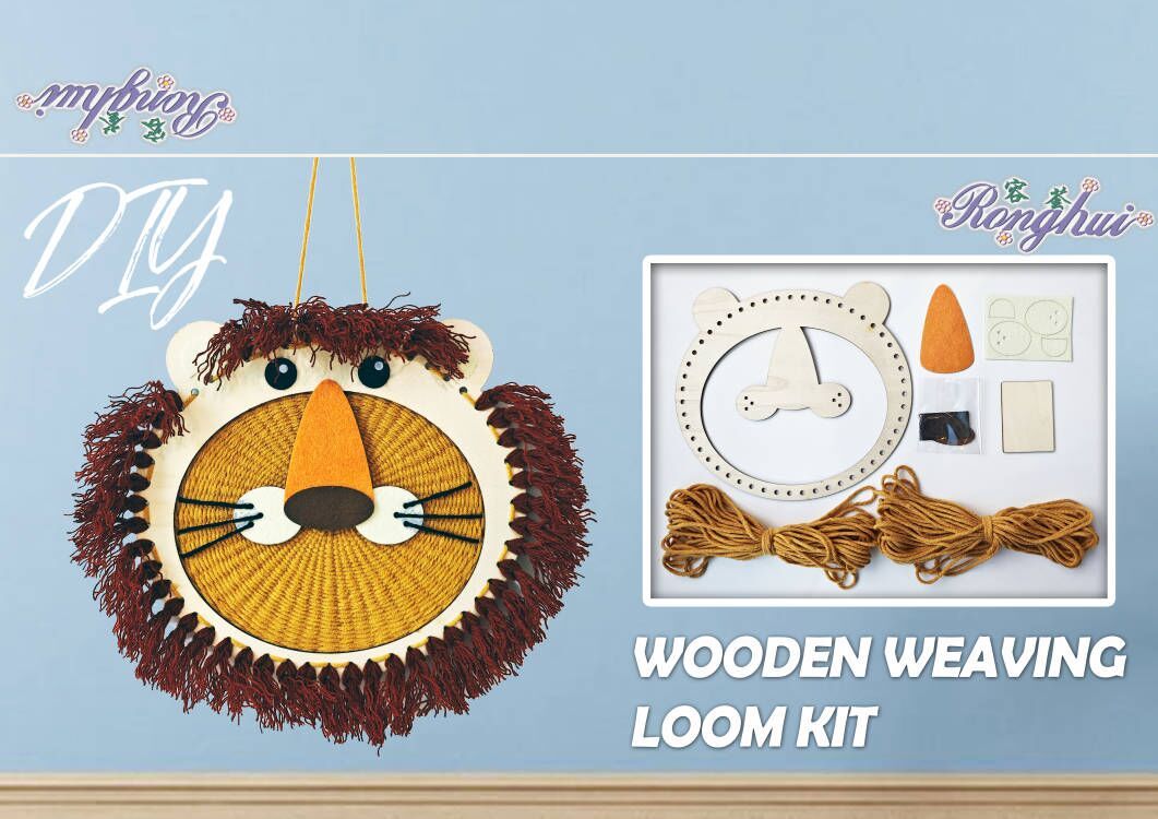 Wooden weaving loom kit lion