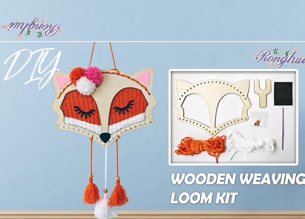 Wooden weaving loom kit fox