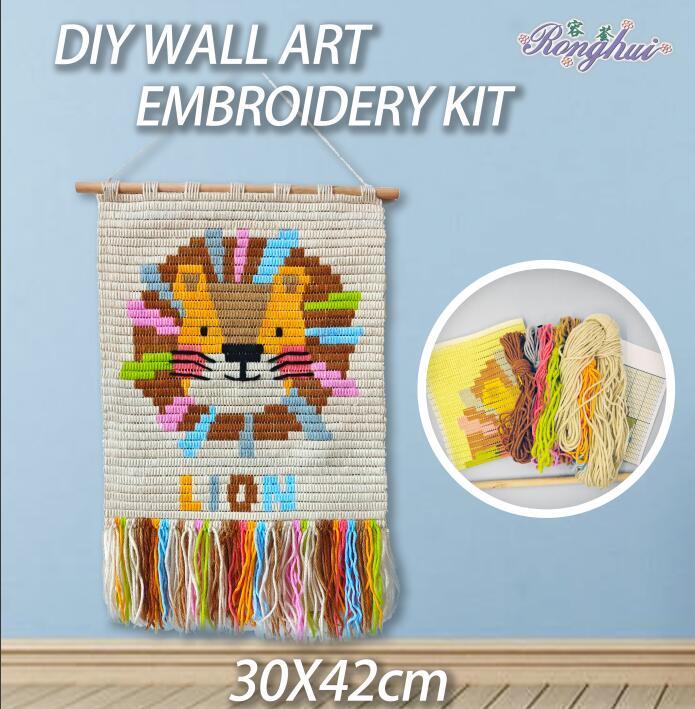 One stitch lion wall hanging craft kit