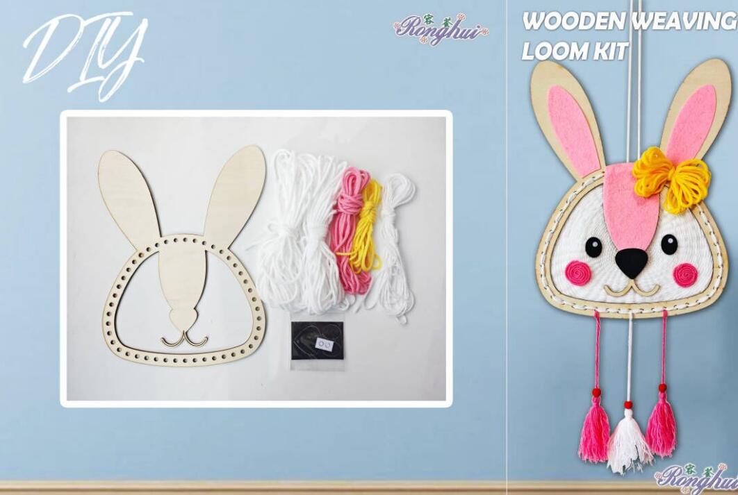Wooden weaving loom kit bunny