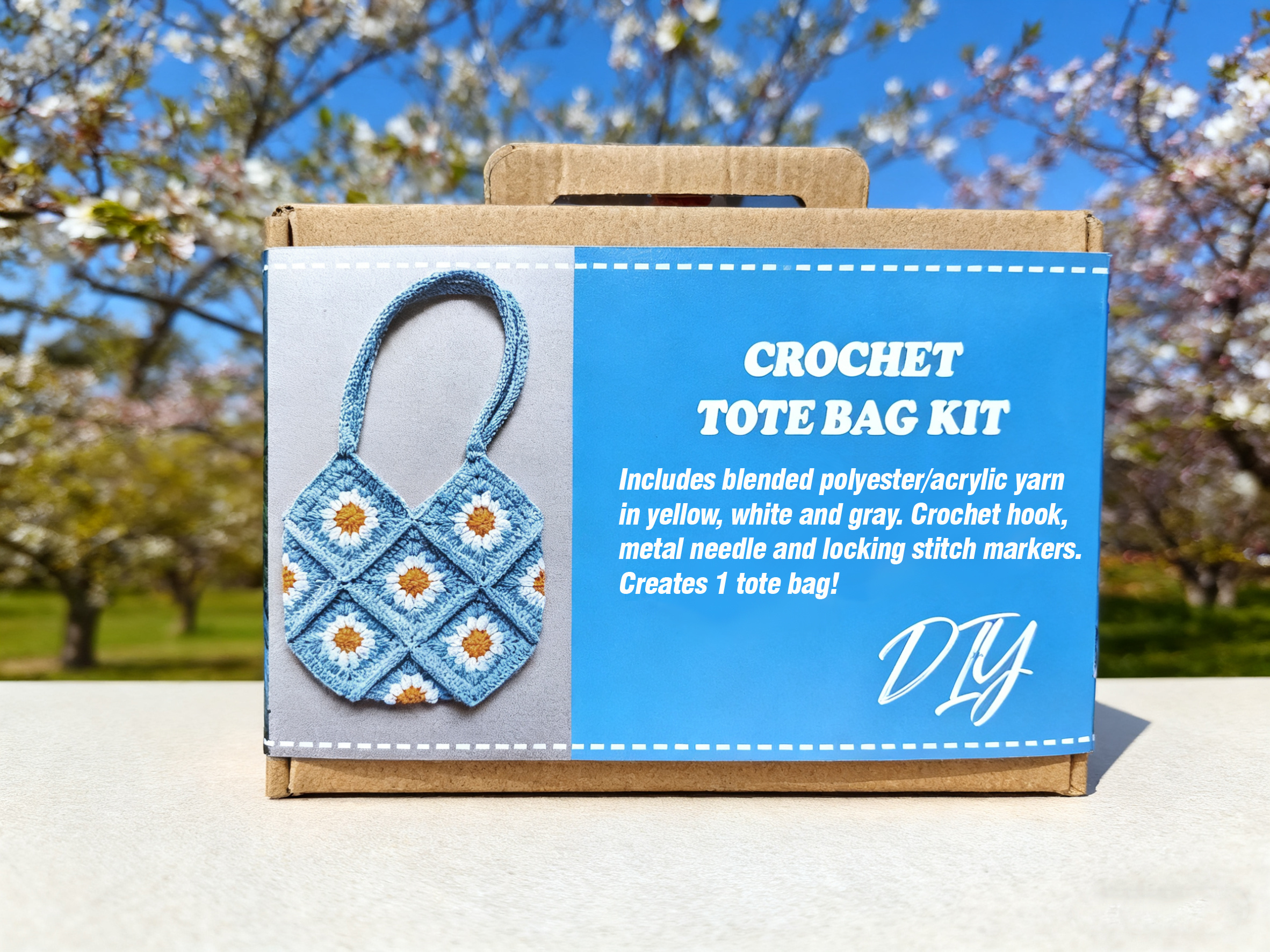 crochet sunflower tote bag kit