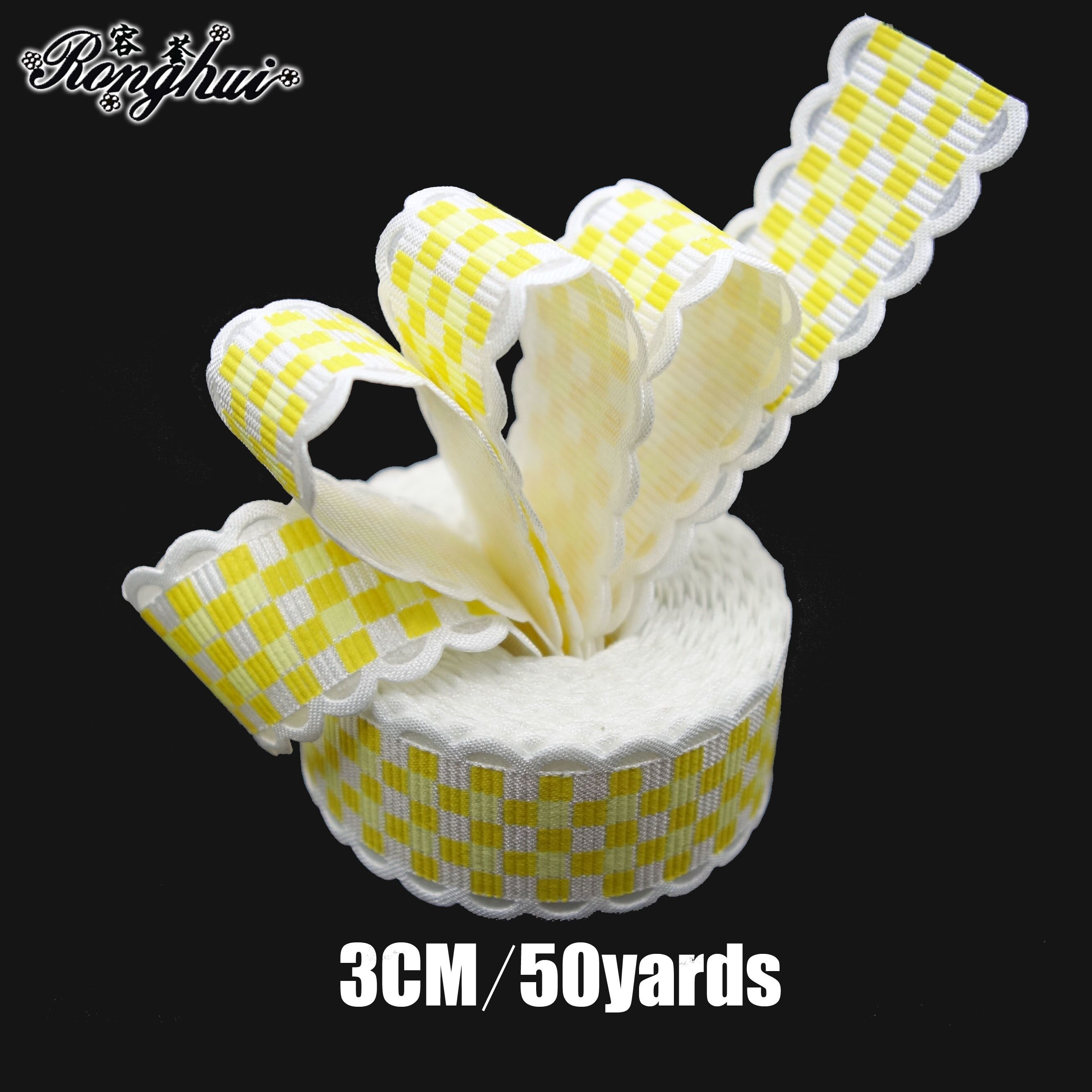 Grosgrain hallow lace ribbon grid printed ribbon