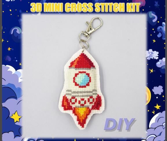 3D rocket  mini  cross stitch kit