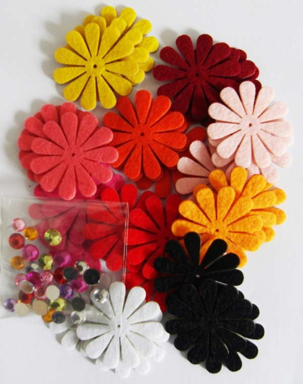 FELT FLOWERS WITH  ADHESIVE