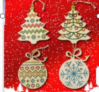 Wooden embroidery kit Christmas  ornaments
