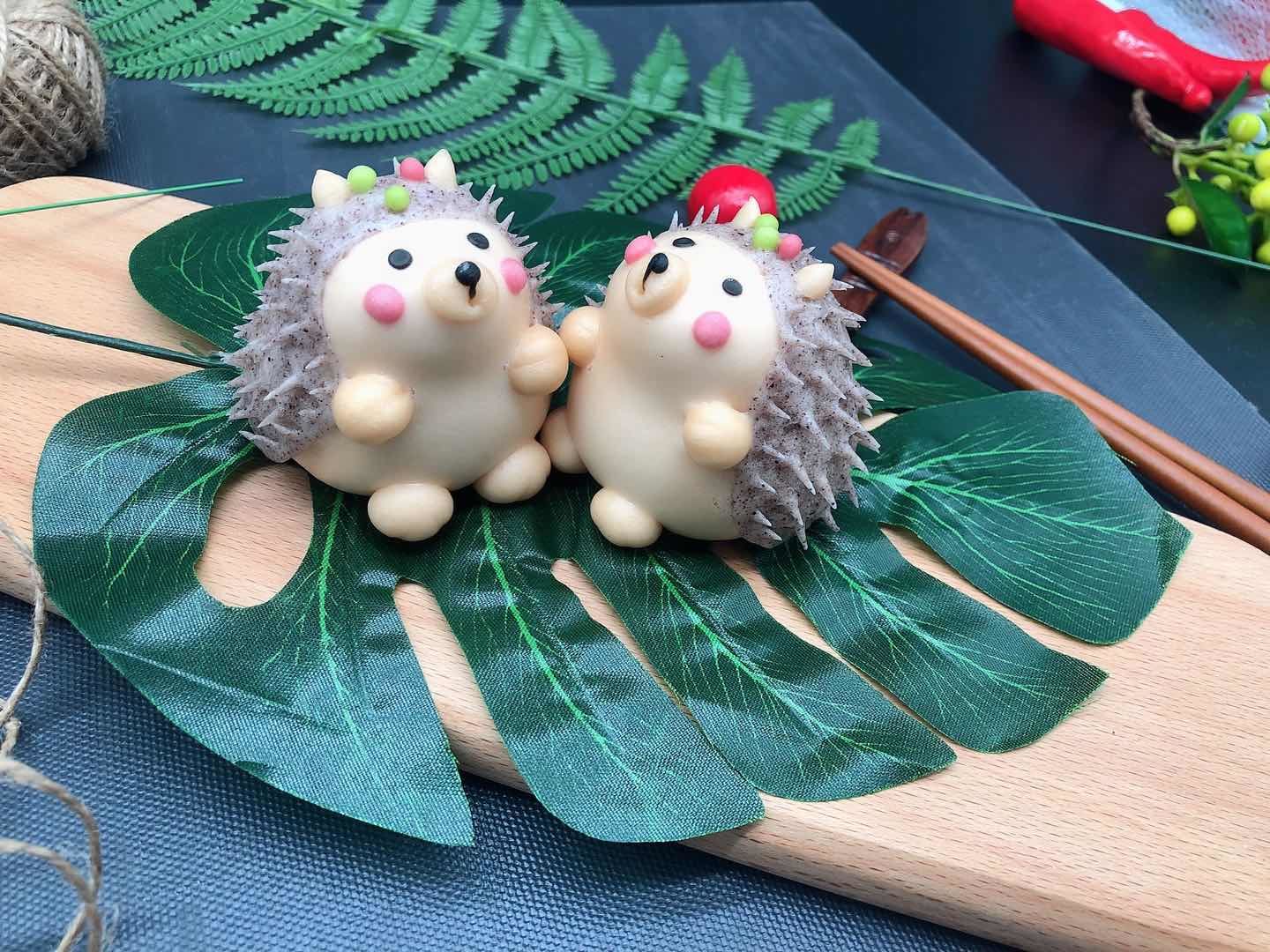 卡通刺猬包（绿豌豆沙馅）