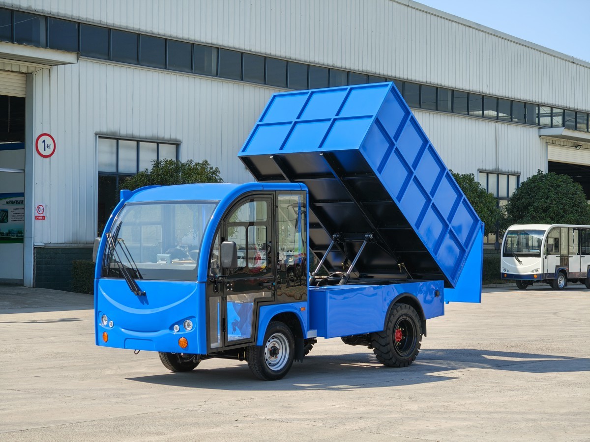 3T dump truck, enclosed, blue