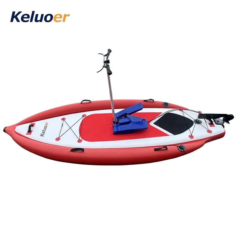 Wider vertical inflatable surfboard with pedal system PVC pedal fishing kayak