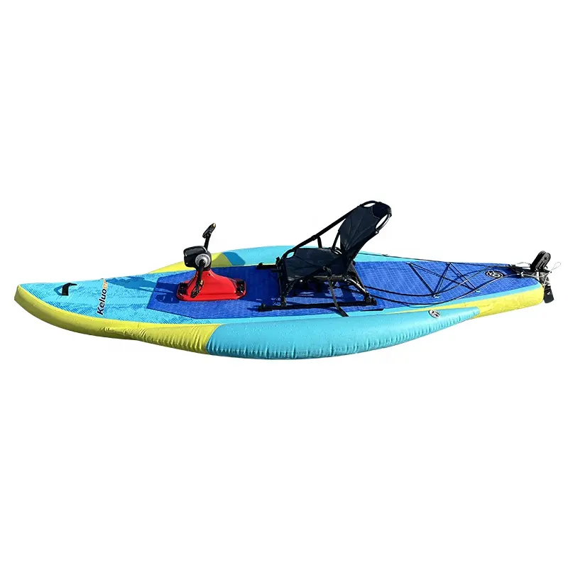 Inflatable pedal driving board for fishing - light blue
