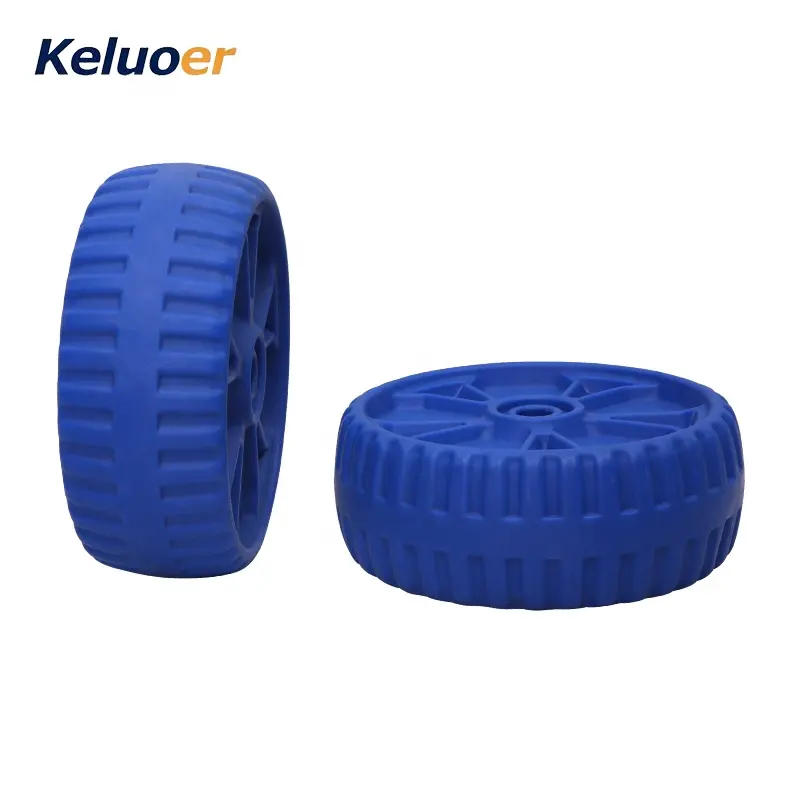 Flat Free Blue Plastic Wheels for Tool Garden Beach Carts