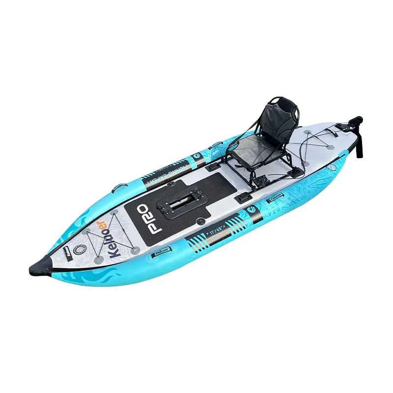 Inflatable pedal driving board for fishing - light blue