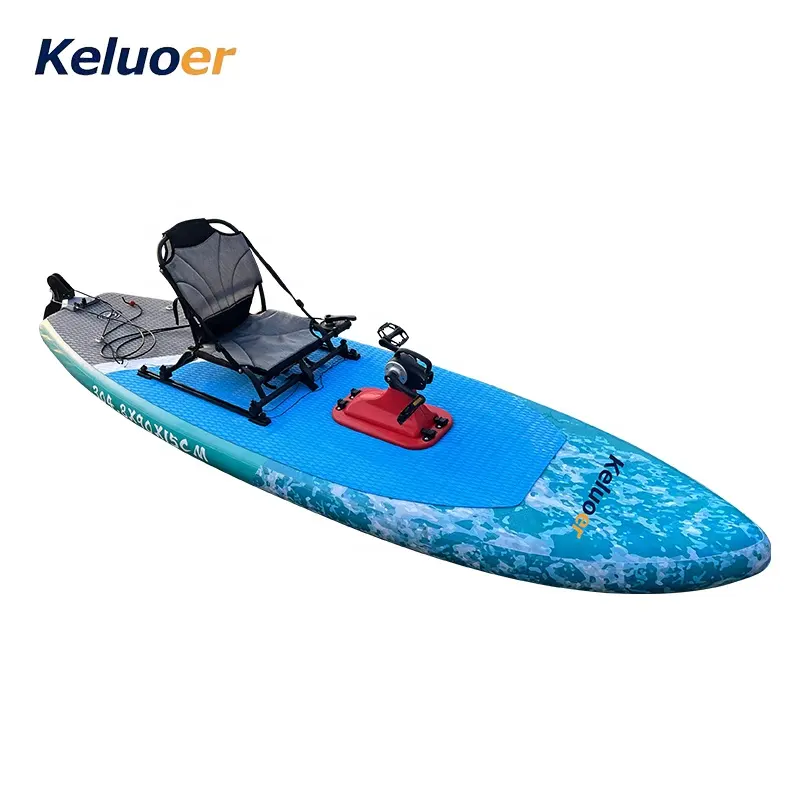 Inflatable pedal driving board for fishing - sea wave color