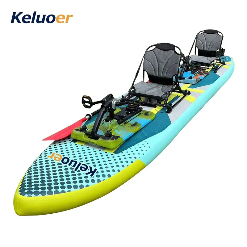 Inflatable pedal driving board for fishing - light green
