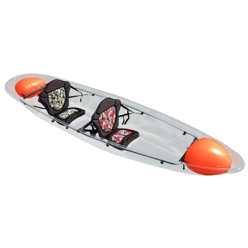 Wholesale 2-person double-seat transparent crystal kayak, transparent ocean-going boat, transparent canoe kayak