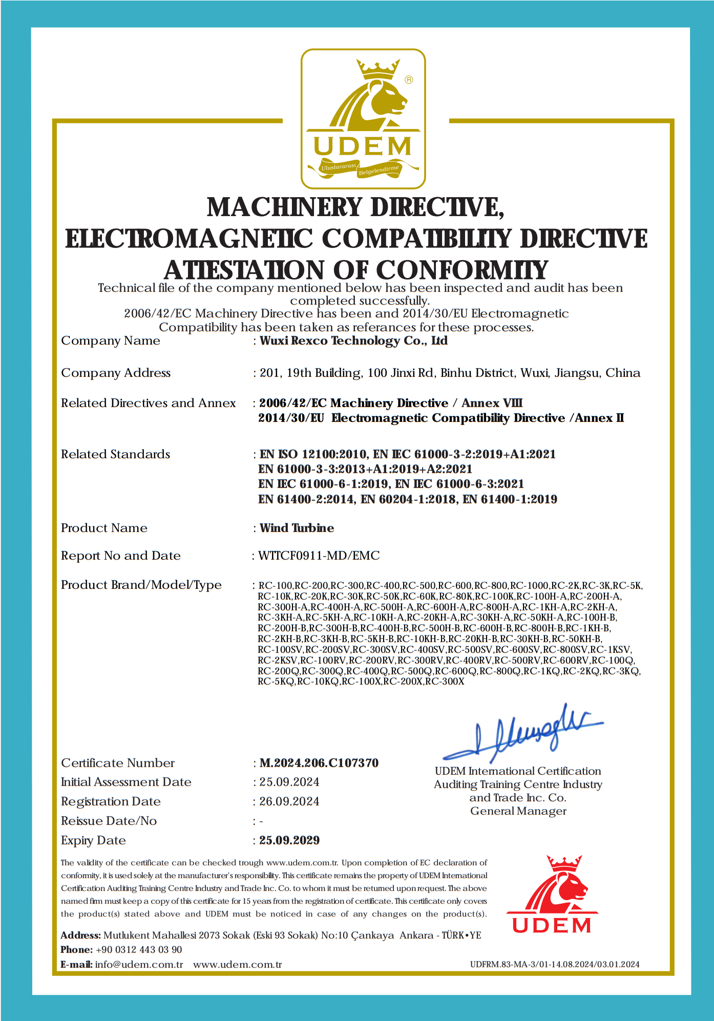 Wind turbine CE certification