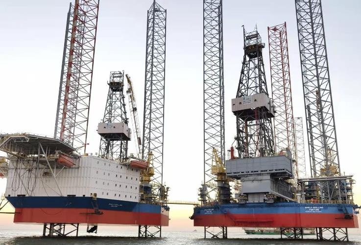 Self-elevating drilling platforms 129-3 and 129-4